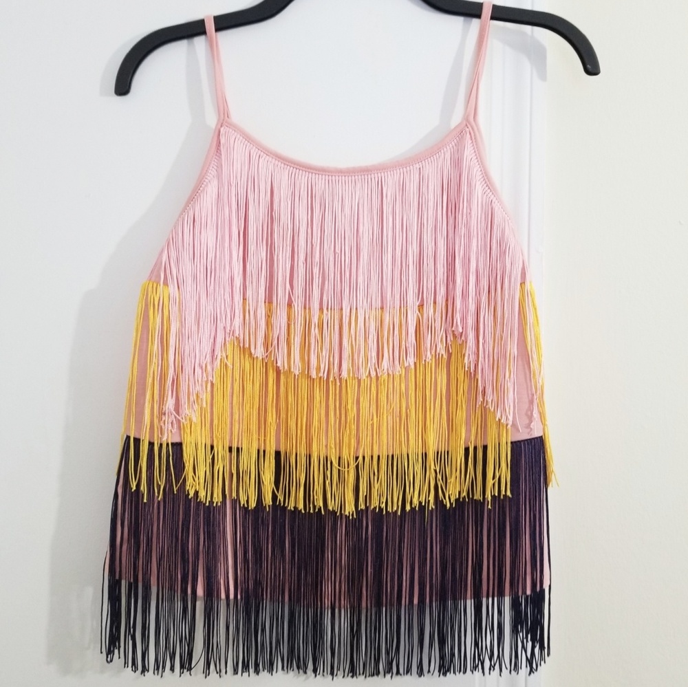 Color Block Layered Fringe Cami Top - Picture 6 of 6